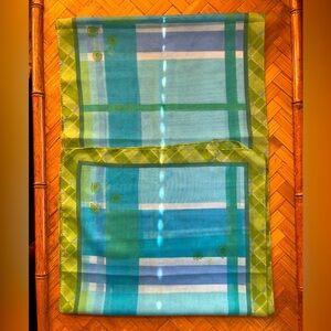 Vintage semi sheer lemon lime scarf boho flowy plaid